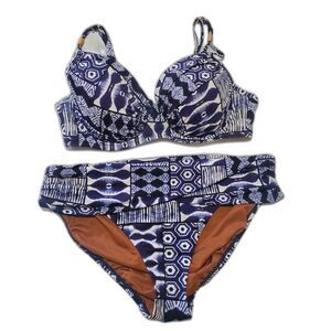 Bleu Rod Beattie Blue and White Patterned Bikini